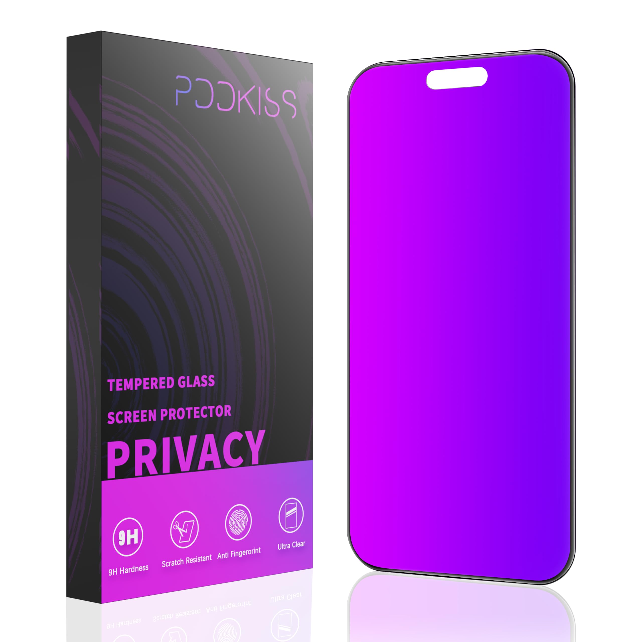 PDDKISS Compatible for iPhone 15 Pro Max Privacy Screen Protector | Purple Gradient Anti Spy Anti Blue Light HD 6.7 Inch Tempered Glass Easy Installation