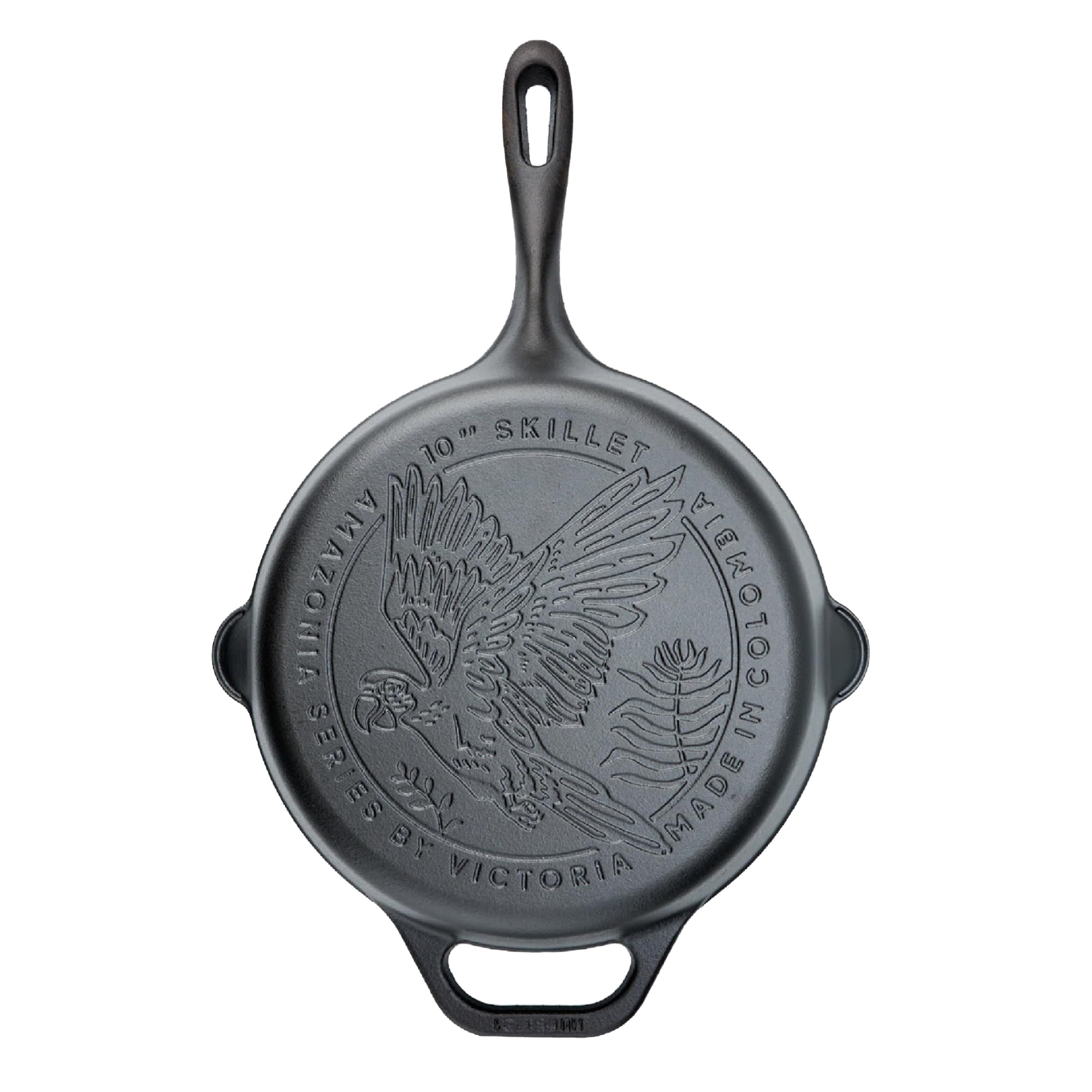 VICTORIA Sartén Hierro Fundido Esmaltado Amazonía Guacamaya Inducción 25cm | Apta para Fuego, Barbacoa, Horno, Vitrocerámica, Gas, Cast Iron sin PFOA