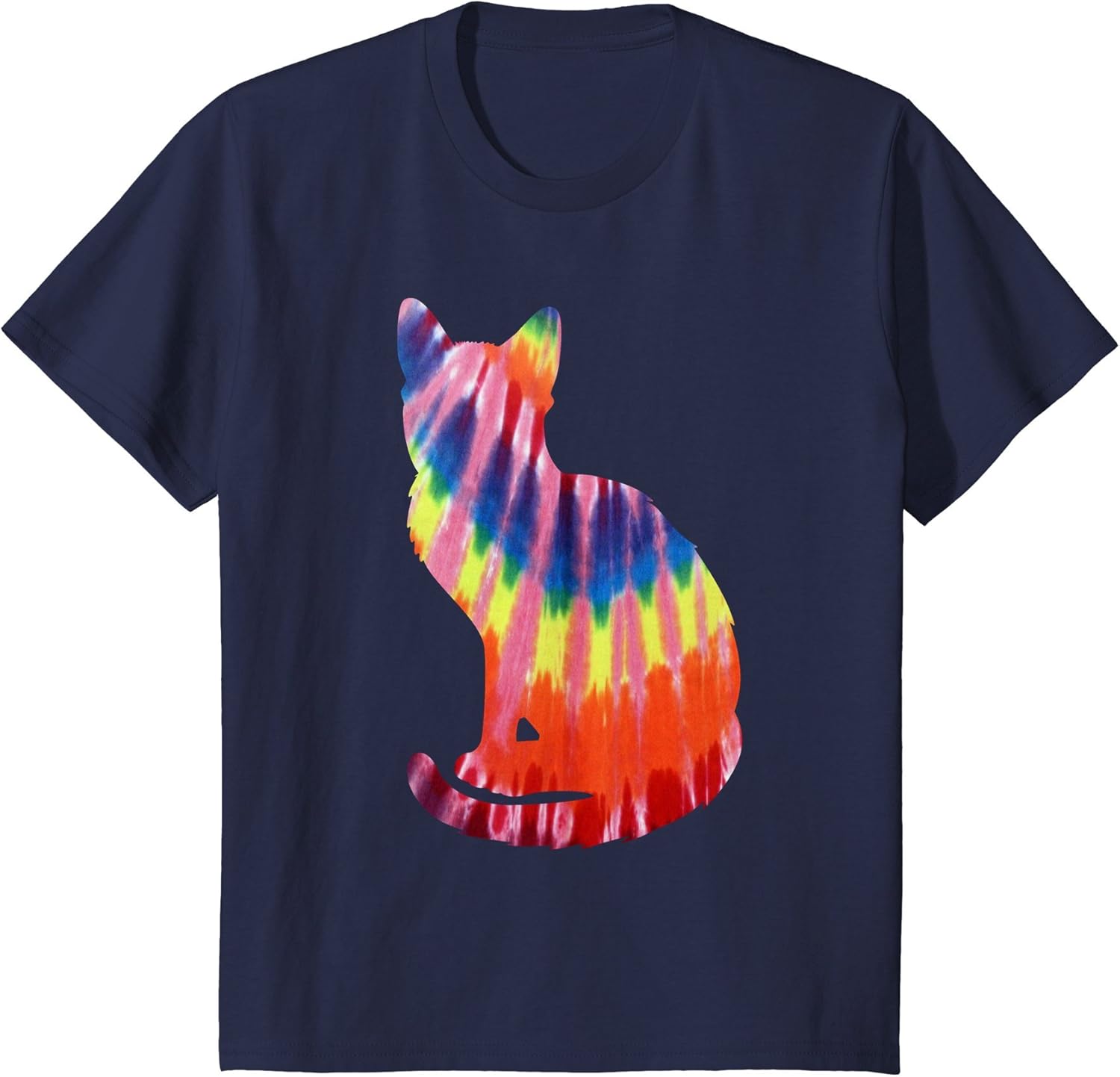 Tie Dye Cat Shirt Kitty TShirt Graphic Bright Colors T