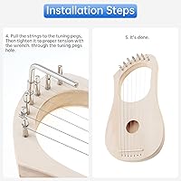 Vista 4 de OriGlam Kit de 7 cuerdas de arpa de liria, haz tu propia madera de bajo, arpa de lira de madera con poste de cuerda afinación