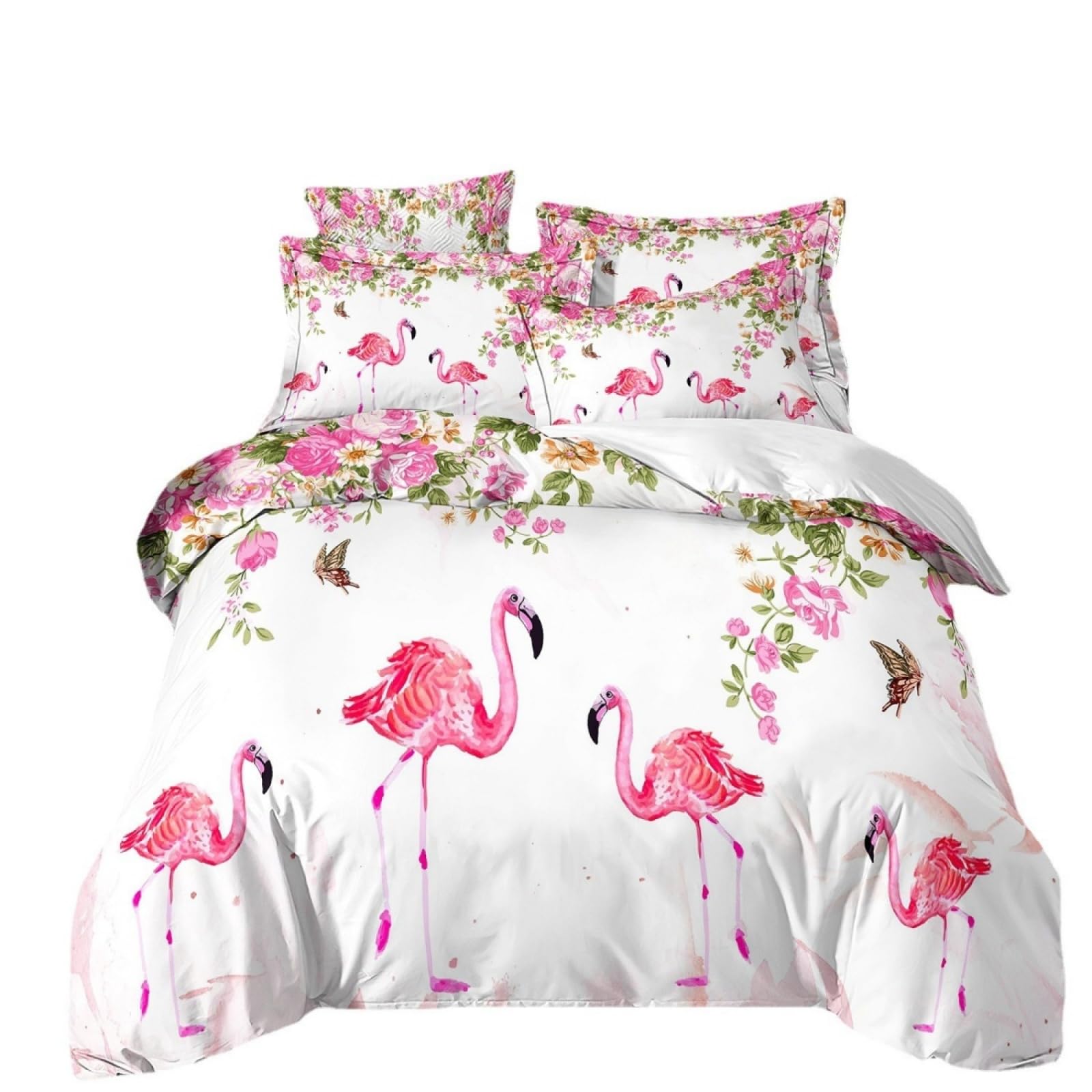 Double Duvet Set White Pink Animals Bedding Double Bed Set