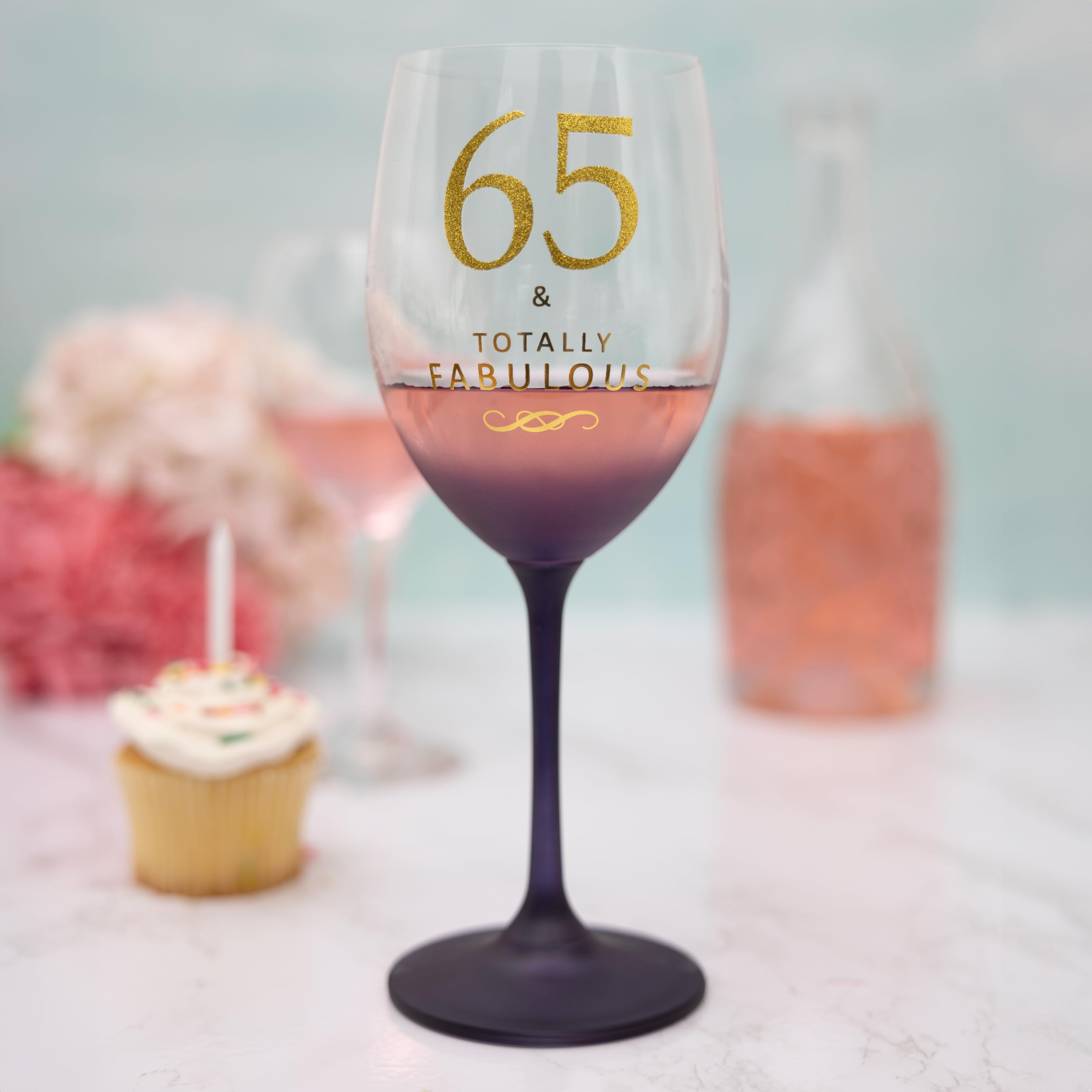 65 & Totally Fabulous Wine Glass - Birthday Gift -6