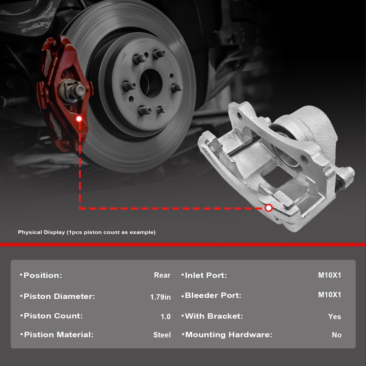 Rear Brake Calipers with bracket Compatible With 2013-2019 Ford Explorer,2013-2019 Ford Taurus,2013-2019 Ford Flex,2013-2015 Lincoln MKS,2013-2019 Lincoln MKT,18-B5467 18-B5466,Rear Side