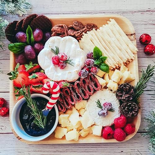 Miniatura 5 de Juego de 50 platos de hoja de palma  Platos cuadrados de 25 x 10 pulgadas y 25 x 7 pulgadas  Perfecto para fiestas, bodas y uso diario