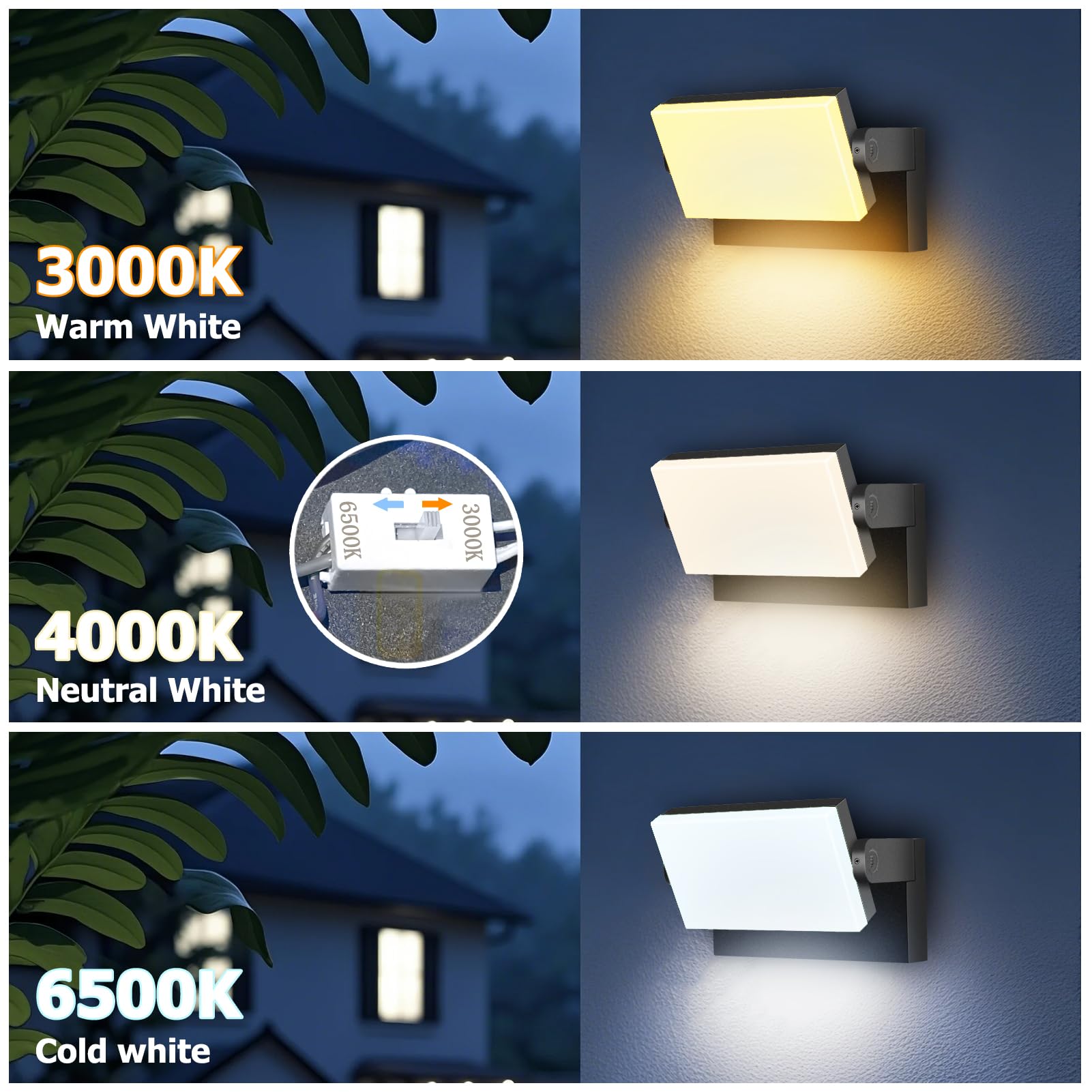 60W LED Outdoor Wall Lights with 360 Rotation Flood Lights Outdoor 5000K 4000K 3000K 3 Colors Changeable Outside — view 4