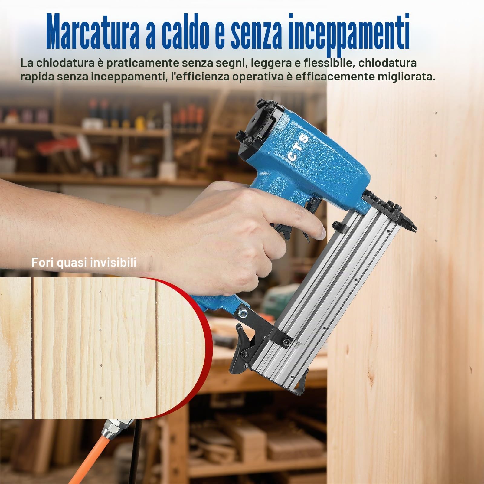 P630C - Chiodatrice pneumatica con pin da 23 gauge, 3000 chiodi inclusi, pistola con pin senza testa e grilletto di sicurezza, adatta per chiodi da 12 a 30 mm, micro pin per armadi
