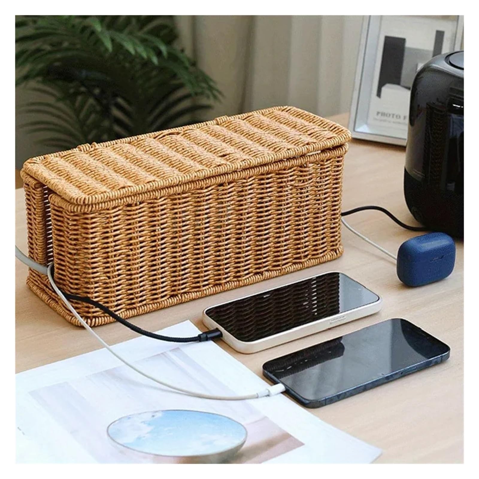 Scatola organizer for cavi, spazio di archiviazione multiscomparto compatibile for alimentazione, dati