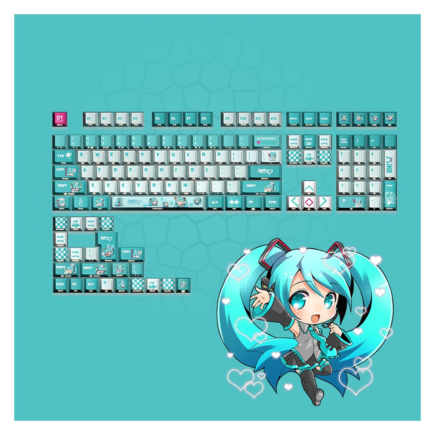 Amazon | 初音ミク キーキャップ PBT 五面熱昇華 十字軸対応