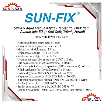 Sun-Fix Aqua Macun Kaynak Yapıştırıcı Islak Nemli Alanlar İçin 50 gr Yeni Geliştirilmiş Formül