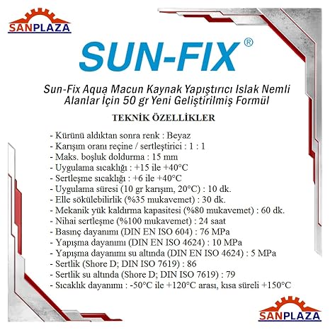 Sun-Fix Aqua Macun Kaynak Yapıştırıcı Islak Nemli Alanlar İçin 50 gr Yeni Geliştirilmiş Formül