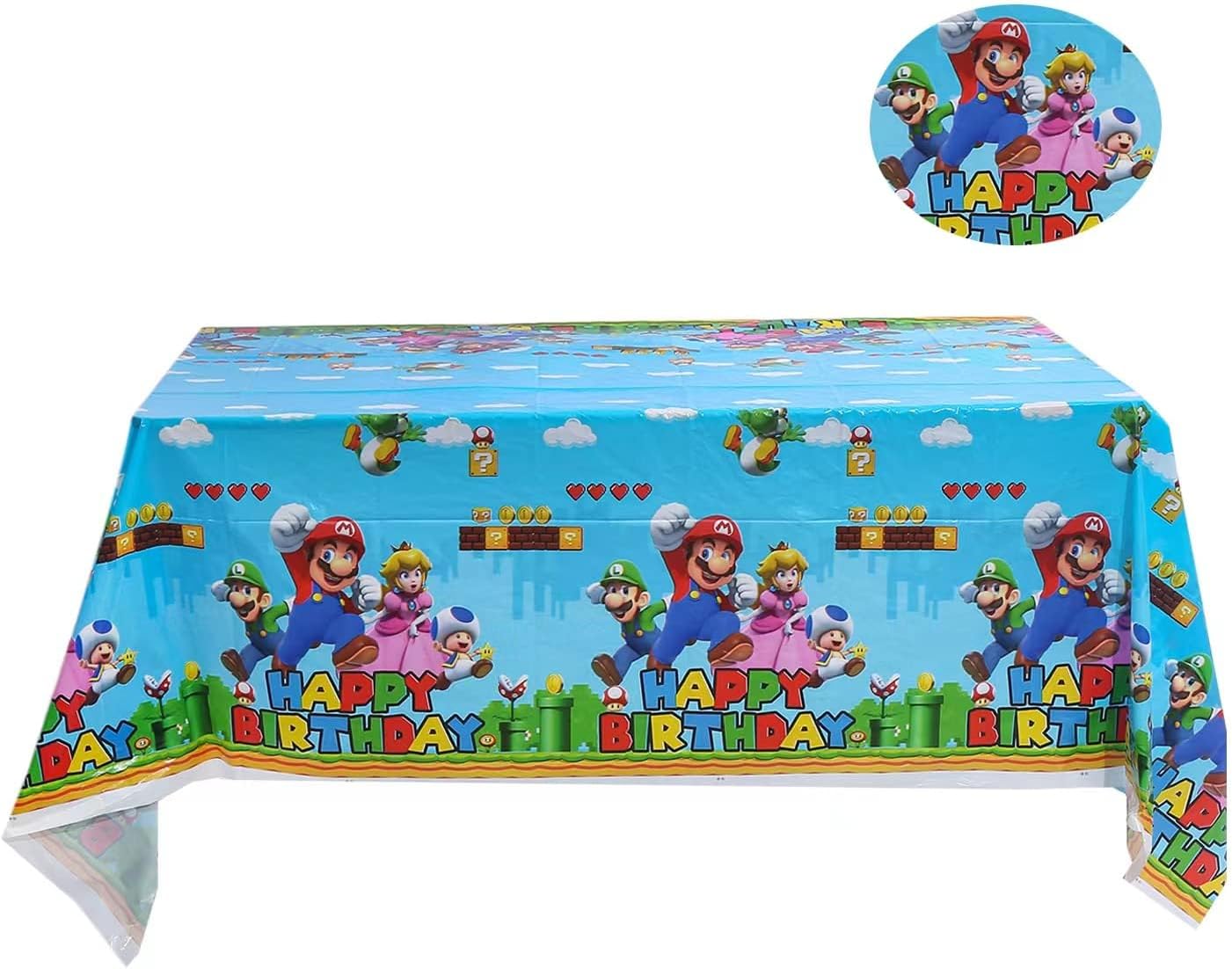 3-Piece Super Brother Games Party Tablecloth Set – Waterproof Plastic Table Cover For Kids Birthday Decor - View #7