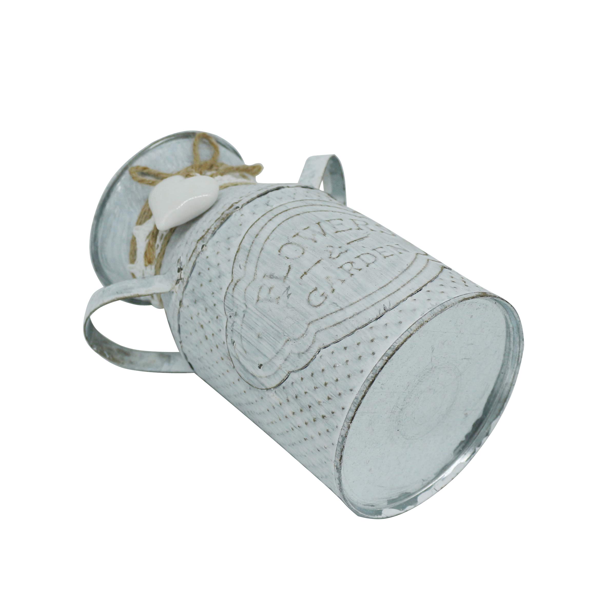 Buy CVHOMEDECO. Primitives Vintage Mini Jug Vase Metal Milk Can With Tied Heart, Chic Rustic Flower Planter For Garden And Home Décor. 5 X 3 X 5-3/4 Inch Online At Low Prices