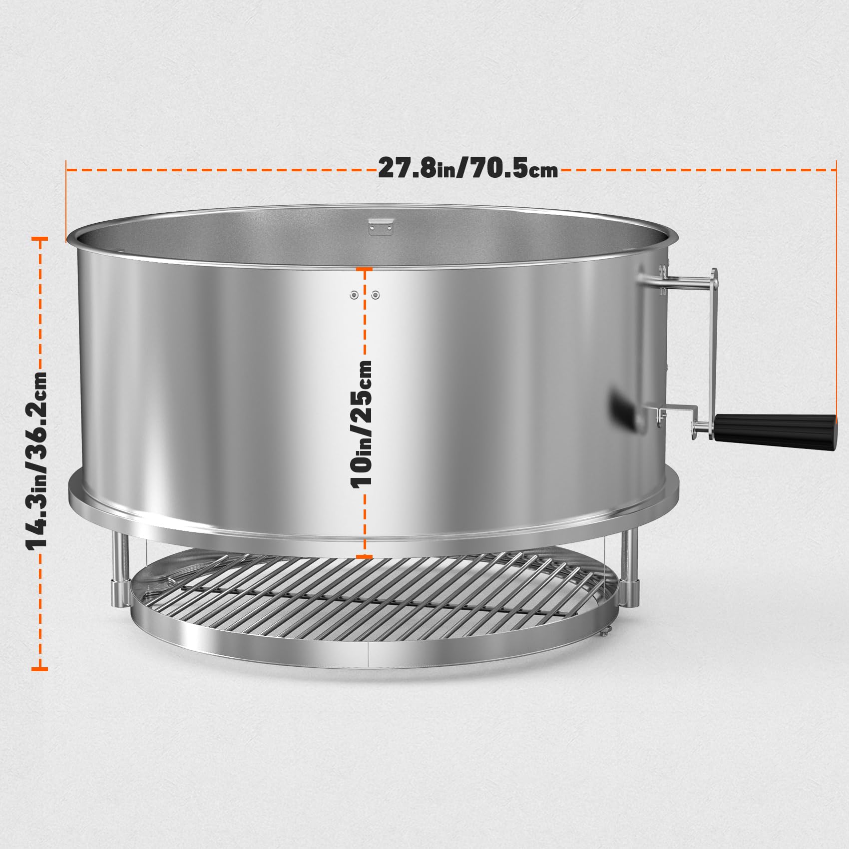 onlyfire Griglia Santa Maria per Weber Barbecue a Carbone Kttele da 57 cm | con Griglia per Carbone Regolabile, Controllo Preciso della Temperatura per Rosolatura e Cottura Lenta a Bassa Temperatura