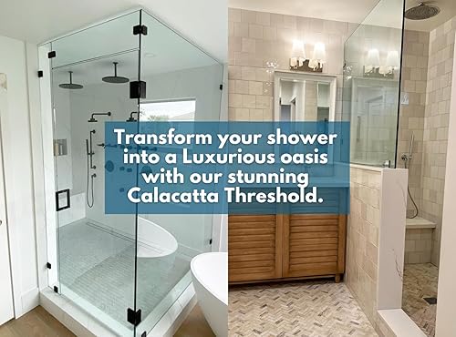 Miniatura 4 de Calacatta - Umbral de mármol diseñado para bordillo de ducha, protector contra salpicaduras de tocador de baño, alféizar de ventana, transición de