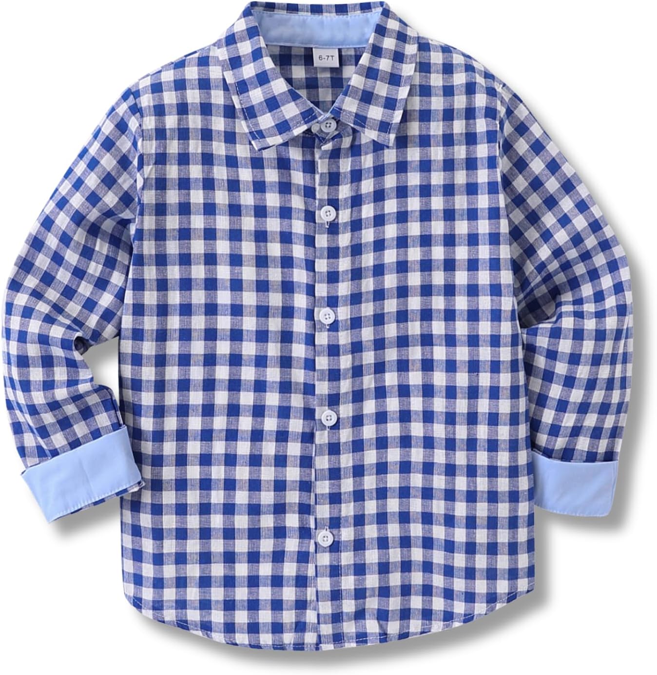 Size 5-10 Years Boys' Long Sleeve Buffalo Plaid Button-Down Shirt Fall Thin Outfits Kids Clothes