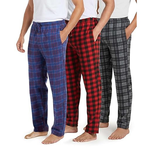 Mens Fleece Plaid Pajama Pants