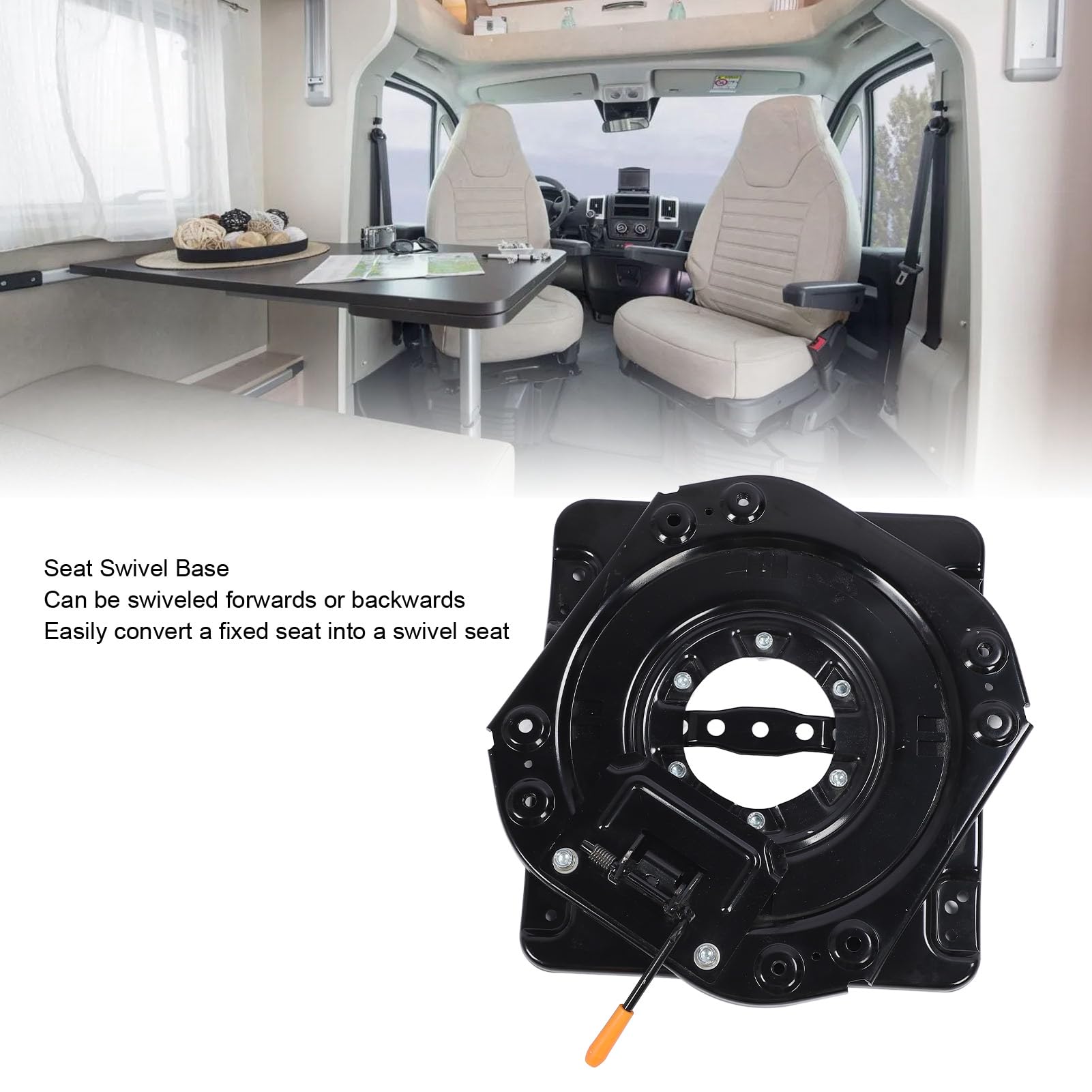 SIXRUN Base Giratoria para Asiento de Automóvil, Base de Acero Inoxidable Giratoria de 360 ​​​​grados Resistente con Revestimiento de Pintura Al óleo Negra, para Modificación de
