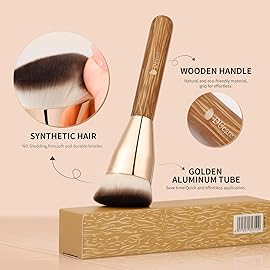 DUcare Angled Foundation Brush for Flawless Makeup Application Professional Liquid, Cream Powder Foundation Brush with Dense Bristles - Contoured for Precise Blending and Buffing
