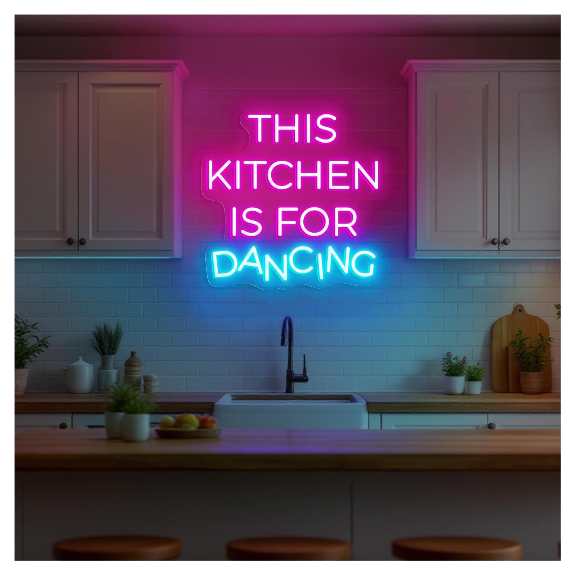 Menge A Sign Lamp This Kitchen Is For Dancing Neon Sign, Suitable For Home Wall Decor With Dimmable 37Cmx38cm(A)
