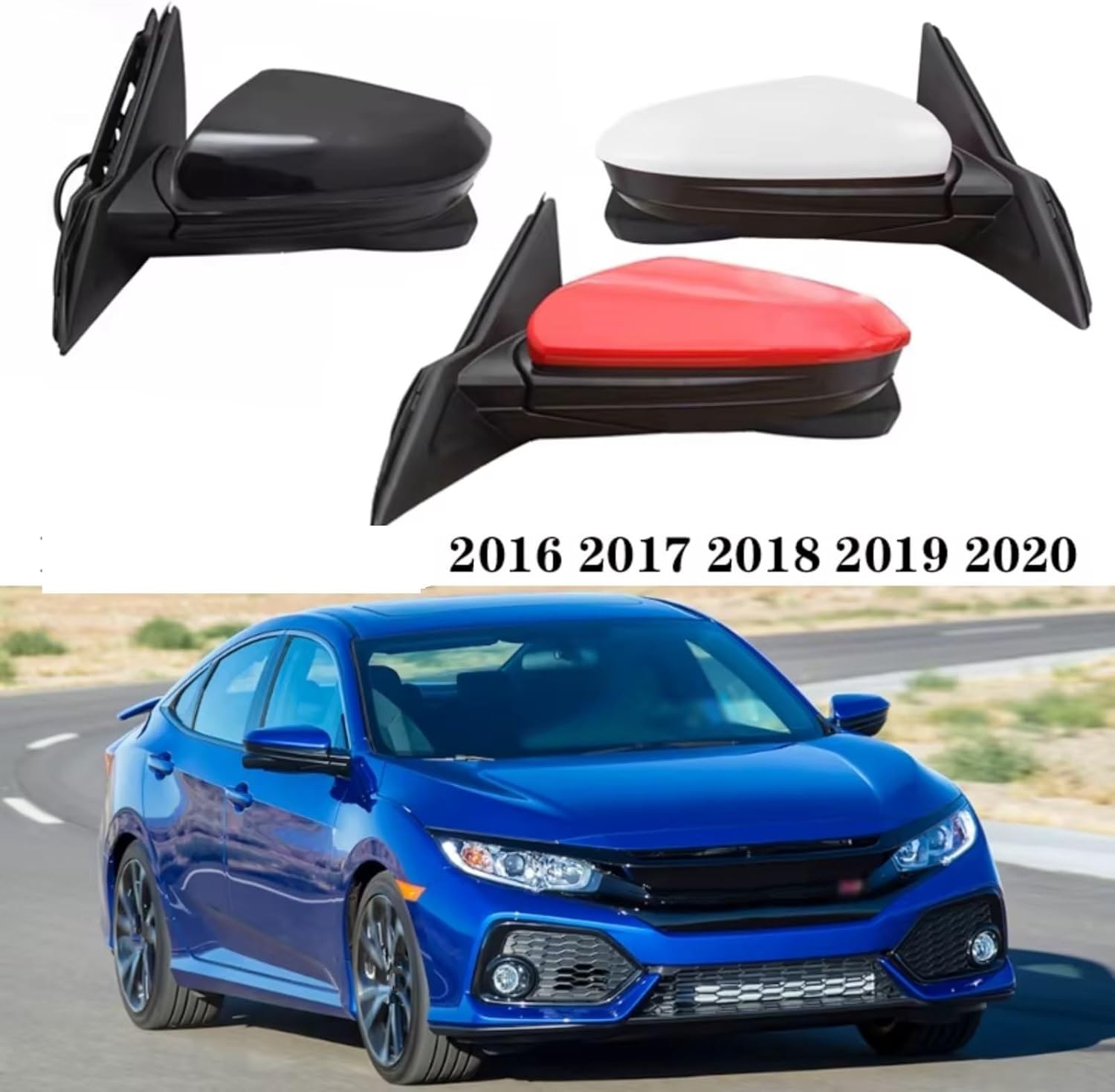 Complete Wing Mirrors For Civic 2016-2020 Side Heated Mirrors Cover Frame Lens Glass Blind Spot Assy Car Rearview Mirror Assembly