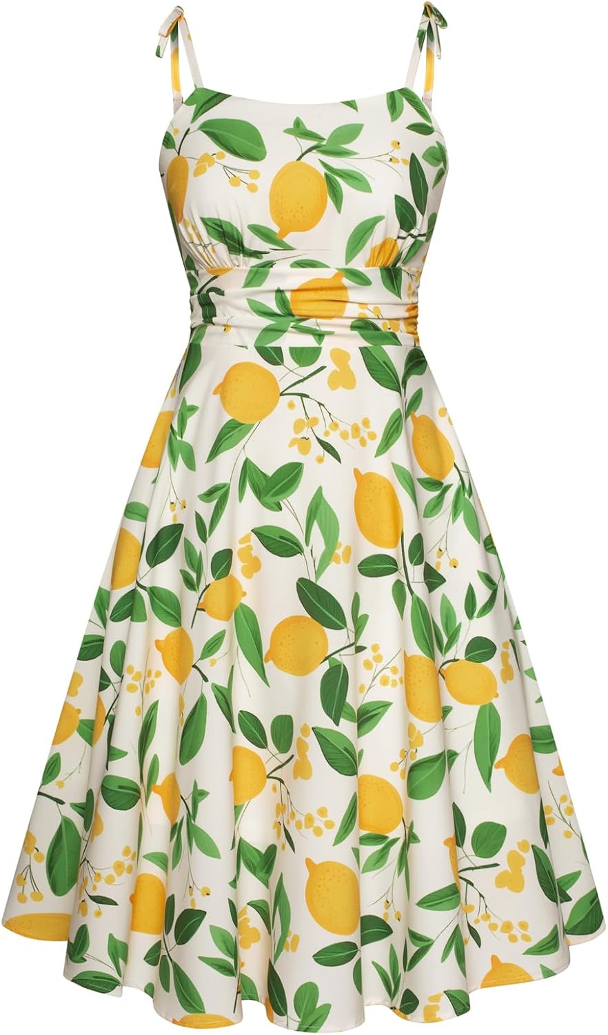 Belle Poque 2026 Summer Dress for Women Spaghetti Strap Flowy Midi Beach Sundress Vintage Wedding Guest Cocktail Dress