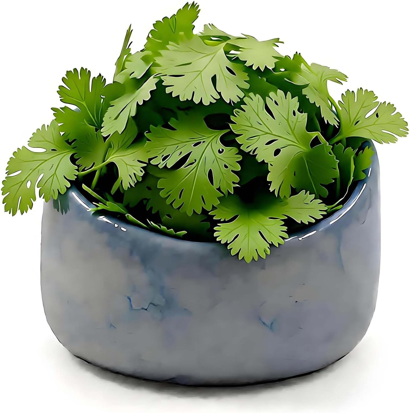 Pottery Blue Handmade Herb Stripper Bowl Kitchen Tool for Efficient Parsley, Basil, Rosemary, Thyme, Mint Leaf Removal & Stripping ,Ceramic Stylish Serving Dish for Berries Nuts Dips Fruits Snacks image 5