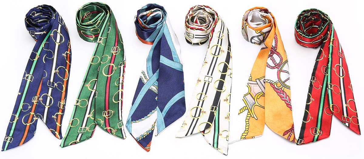 Obosoyo 6pcs Fashion Bag Handbag Handle Ribbon Scarf Neckerchief Scarf Package Band Hair Head Decoration
