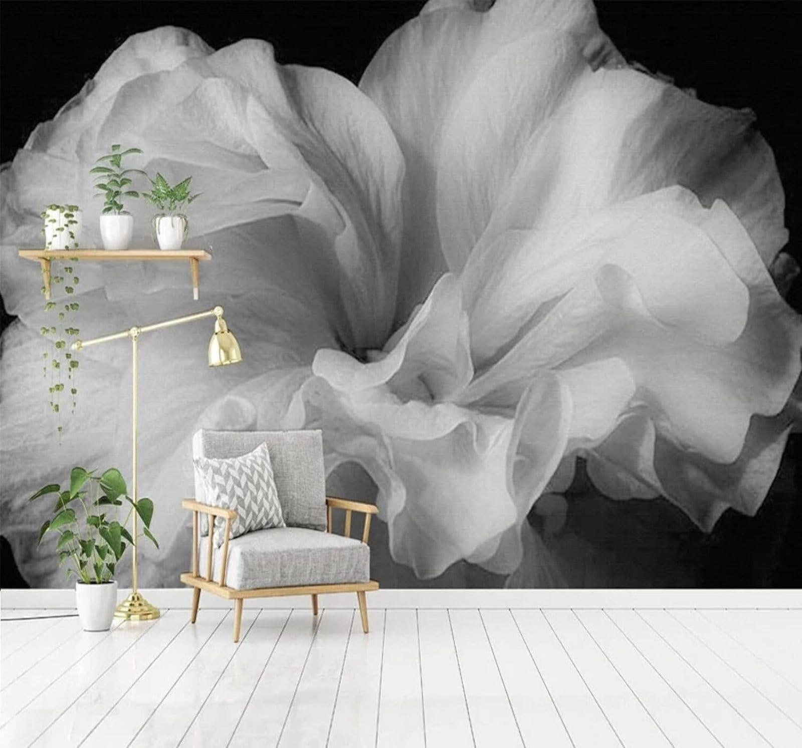 Xlming 250Cm×170Cm(B×H) Relief Exquisite Hand Painted Flowers Art 3D Wallpaper Silky Texture Home Study Office Grey Dining Room Sofa Bedroom Living Room Tv Backdrop-250Cm×170Cm