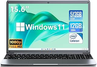 SGIN Laptop 15.6 inch Windows 11, Intel Celeron N5095 Processor(Up to 2.9GHz), 15.6" FHD 1920x1080 Display, 12GB DDR4 512GB SSD, WiFi, Bluetooth 4.2, HDMI, USB 3.0