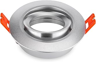 2 Inch Round Led Recessed Lighting Trims,Dimmable Spotlight Downlight Holder, GU5.3 MR16 Light Source Fitting, Adjustable Eyeball Light Fixture Frame with 70mm Cutout, Pack of 2 (Silver)