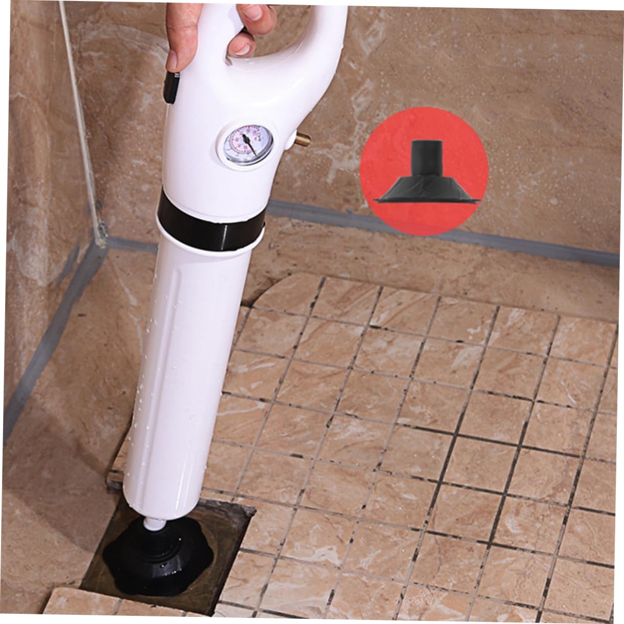 Ventouse de Toilette Poignée Ergonomique et Tête Rotative pour Déboucher