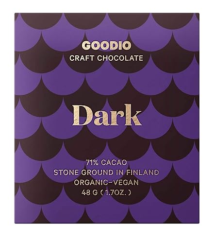 Goodio Barra de chocolate orgánico, oscuro 71%, 1.7 onzas, vegano, sin gluten, sin soja, sin OMG