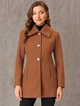 Allegra K Turn-Down Collar Single Breasted Slant Pockets Swing Outwear Hiver Coat pour femme