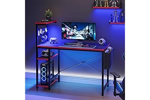 Bestier Gaming Desk with LED Lights: Perfect for Small Spaces
