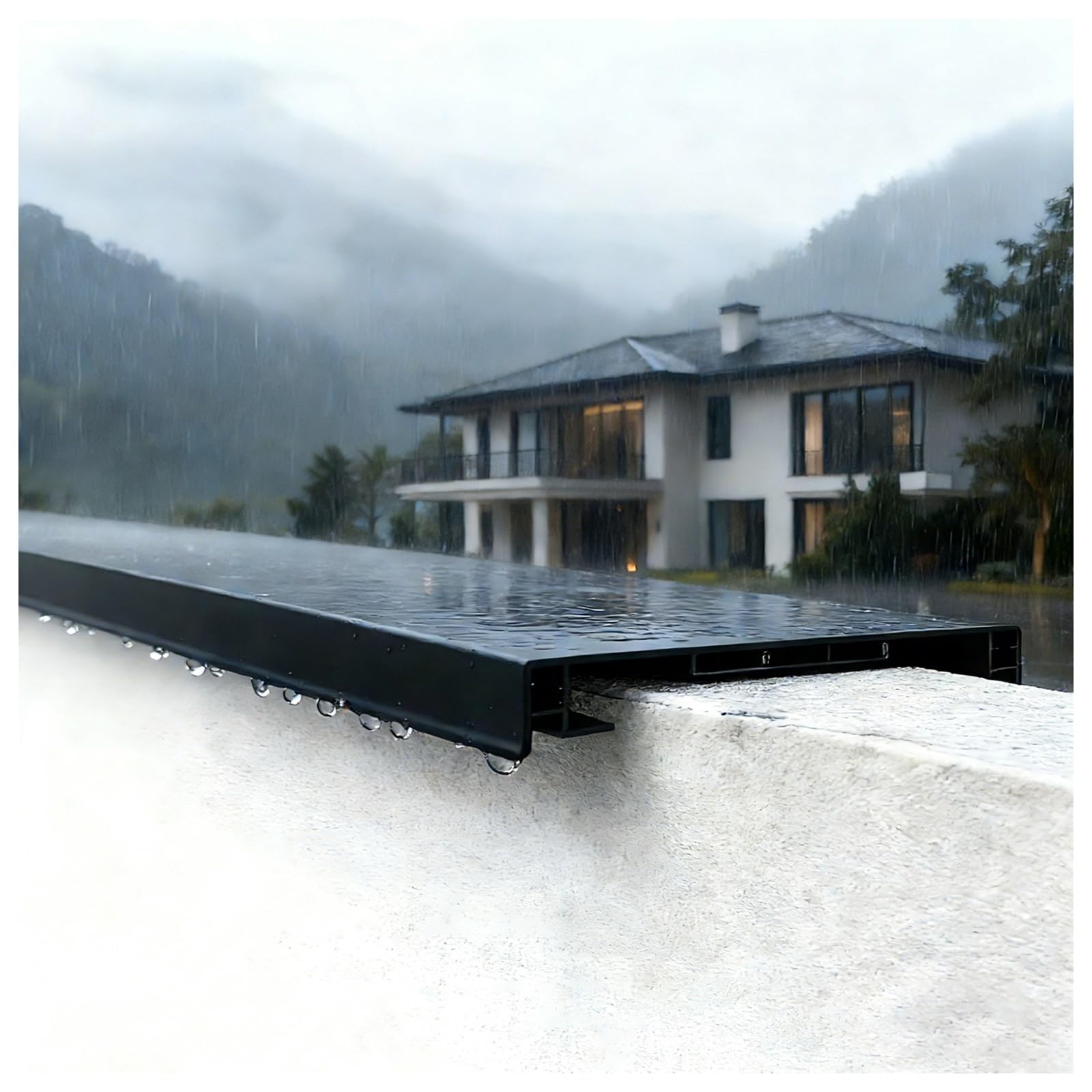 Placa de cubierta superior de pared de aleación de aluminio impermeable con canales de tira de luz y labios hacia arriba para terraza, balcón y patio al aire libre
