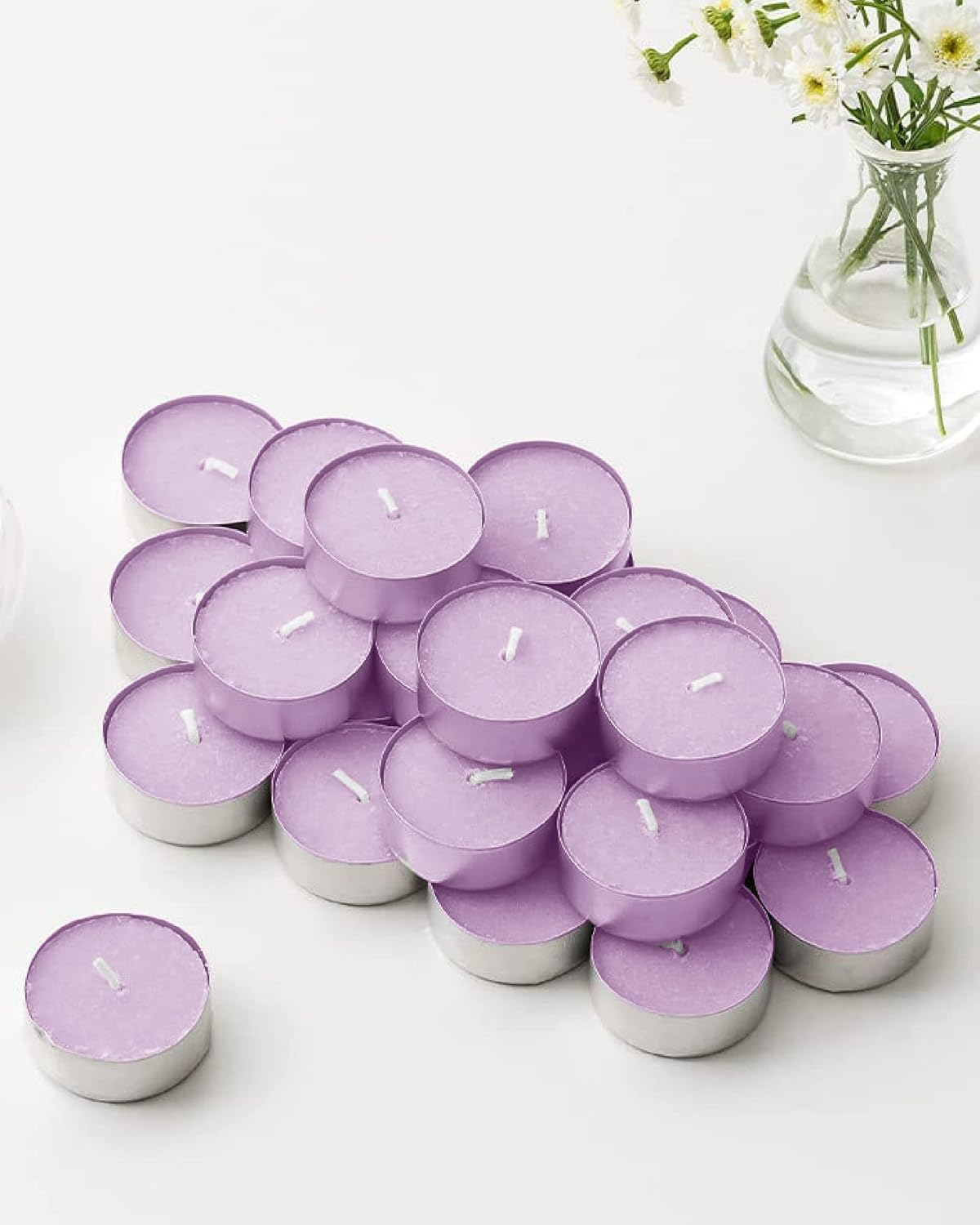 ThinkArtDecor Aromatherapy Set of 24 Wax Tealight Candles, Smokeless