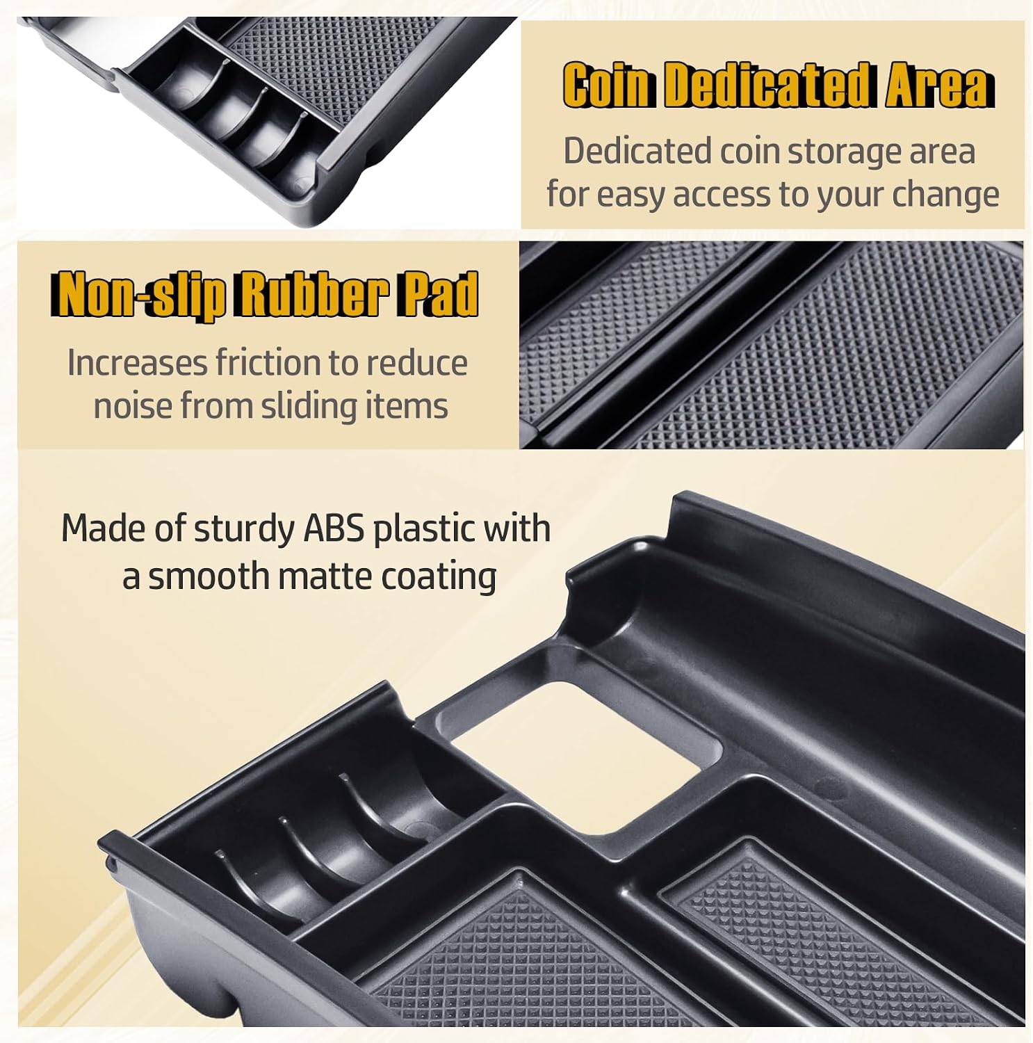 Center Console Organizer Compatible with Nissan 2014-2020 Rogue & 2017-2022 Rogue Sport & 2015-2024 Murano Accessories, Middle Console Storage Box Armrest Insert Tray Coin Holder, Black ABS