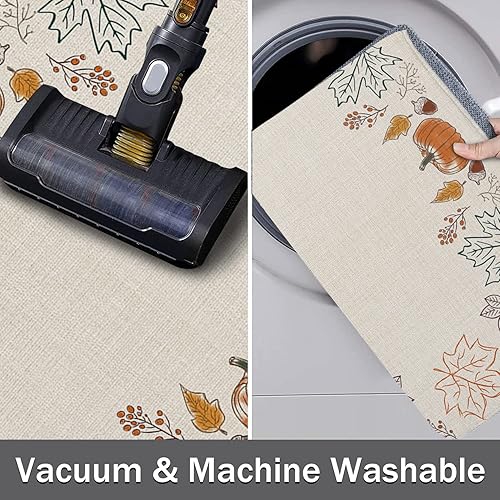Miniatura 5 de 18X30IN Thanksgivg Door Doormat, Front Back Door Mat Autumn Maple Leaves Fall Pumpk Shaggy Entrance Rug Non Slip Floor Mats for Office, Bedroom,