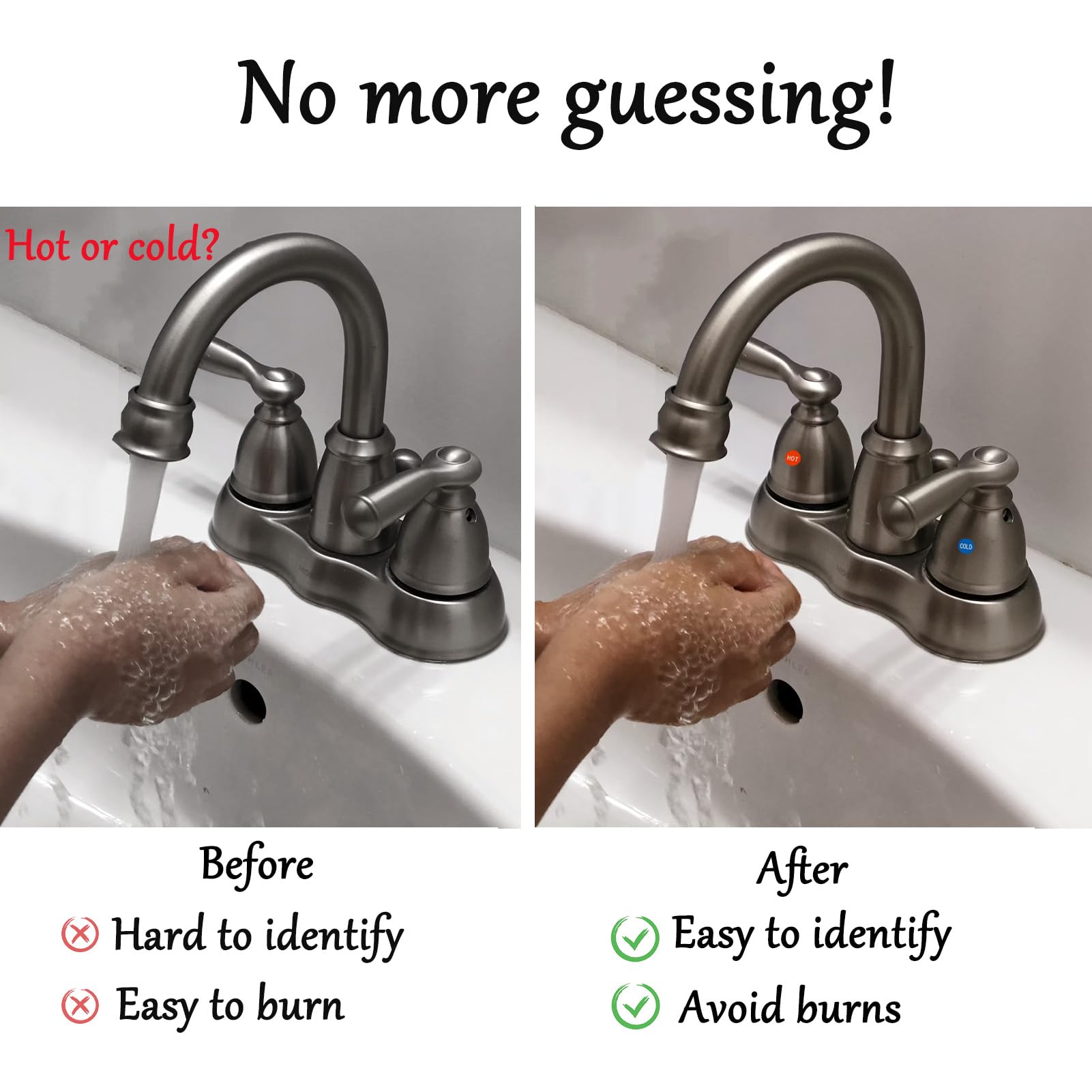 VILLFUL Lot De 16 Autocollants Pour Robinet Chaud/froid, En Acrylique