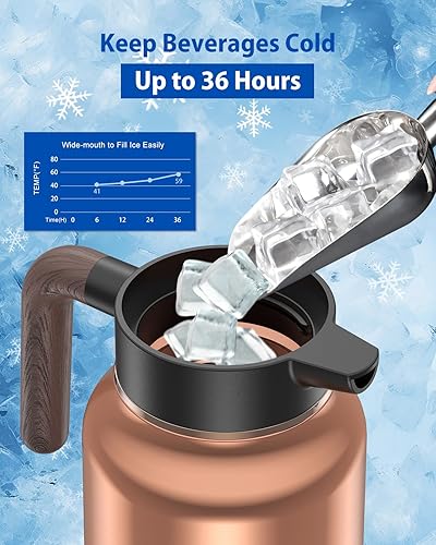 Miniatura 3 de Jarra térmica de café de 70 oz2 L, jarra de acero inoxidable 188 para líquidos calientes, dispensador de café aislado para mantener bebidas