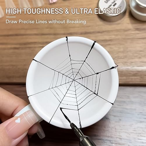 Miniatura 4 de GAOY Gel de araña para arte de uñas, esmalte de uñas de gel elástico transparente para diseño de línea de pintura, no se limpia con luz UV