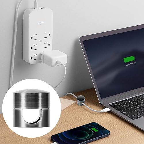 Miniatura 47 de 3 juegos de soportes de cargador para cables, soportes de anclaje de cable ajustables plateados, clips de cable de metal adhesivos, organizadores de