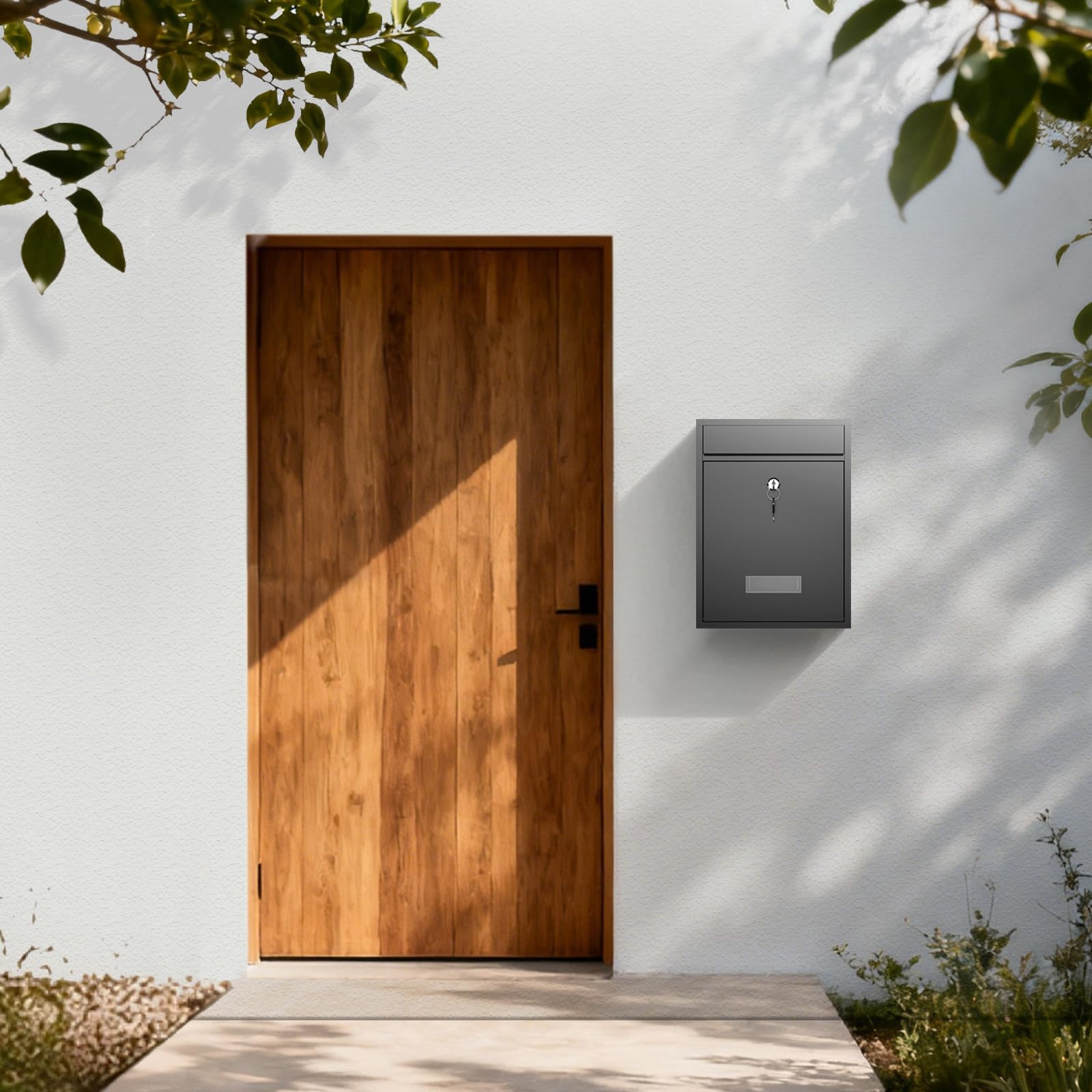 Wiltec Cassetta postale singola V10, verniciatura a polvere antracite, con vetrino portanome