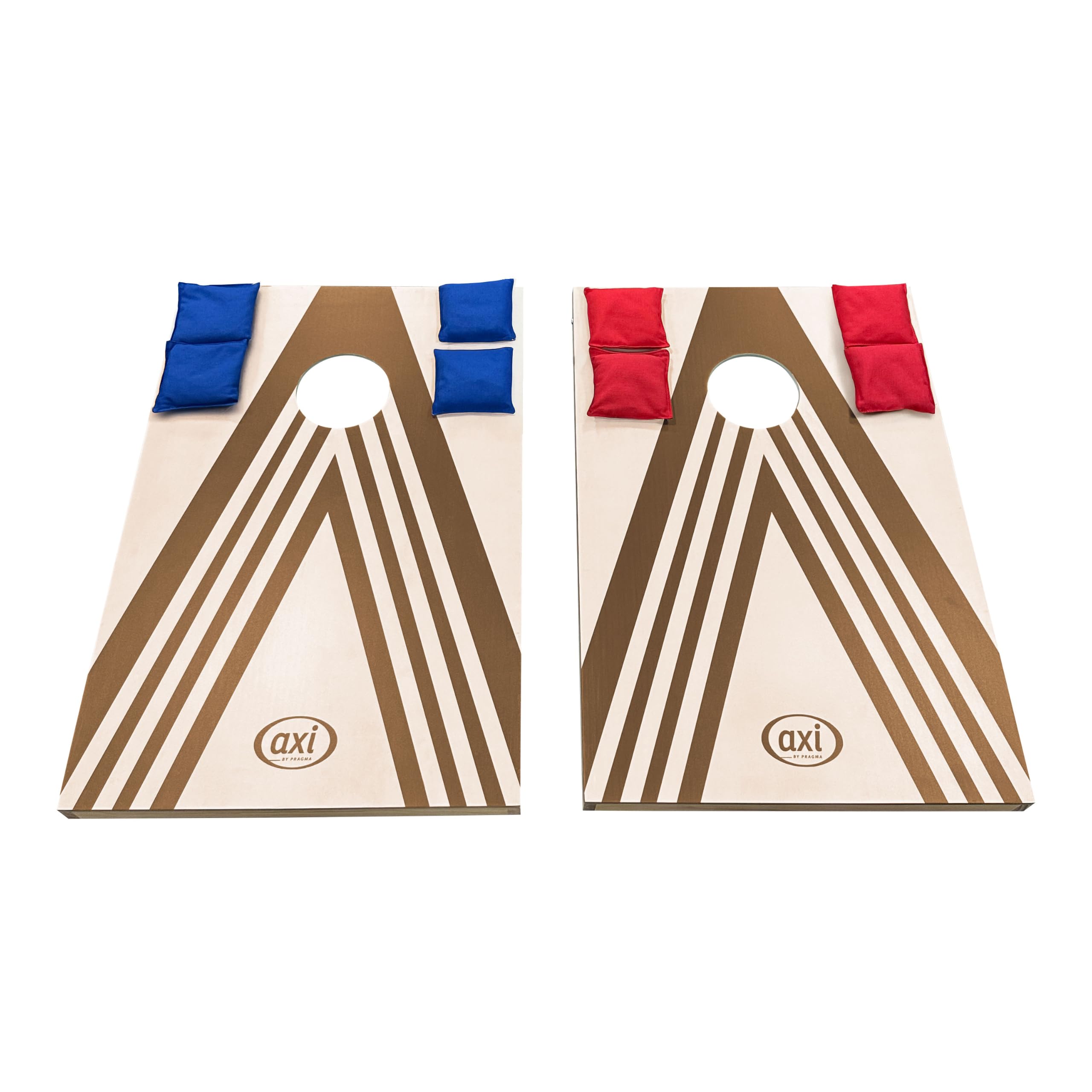 AXI Plus Cornhole Zestaw do gry w z 2 planszami - gra w rzucanie woreczkami na ?wie?ym powietrzu/w pomieszczeniach - w zestawie 8 woreczkow do cornhole i torba transportowa - 91 x 60 cm