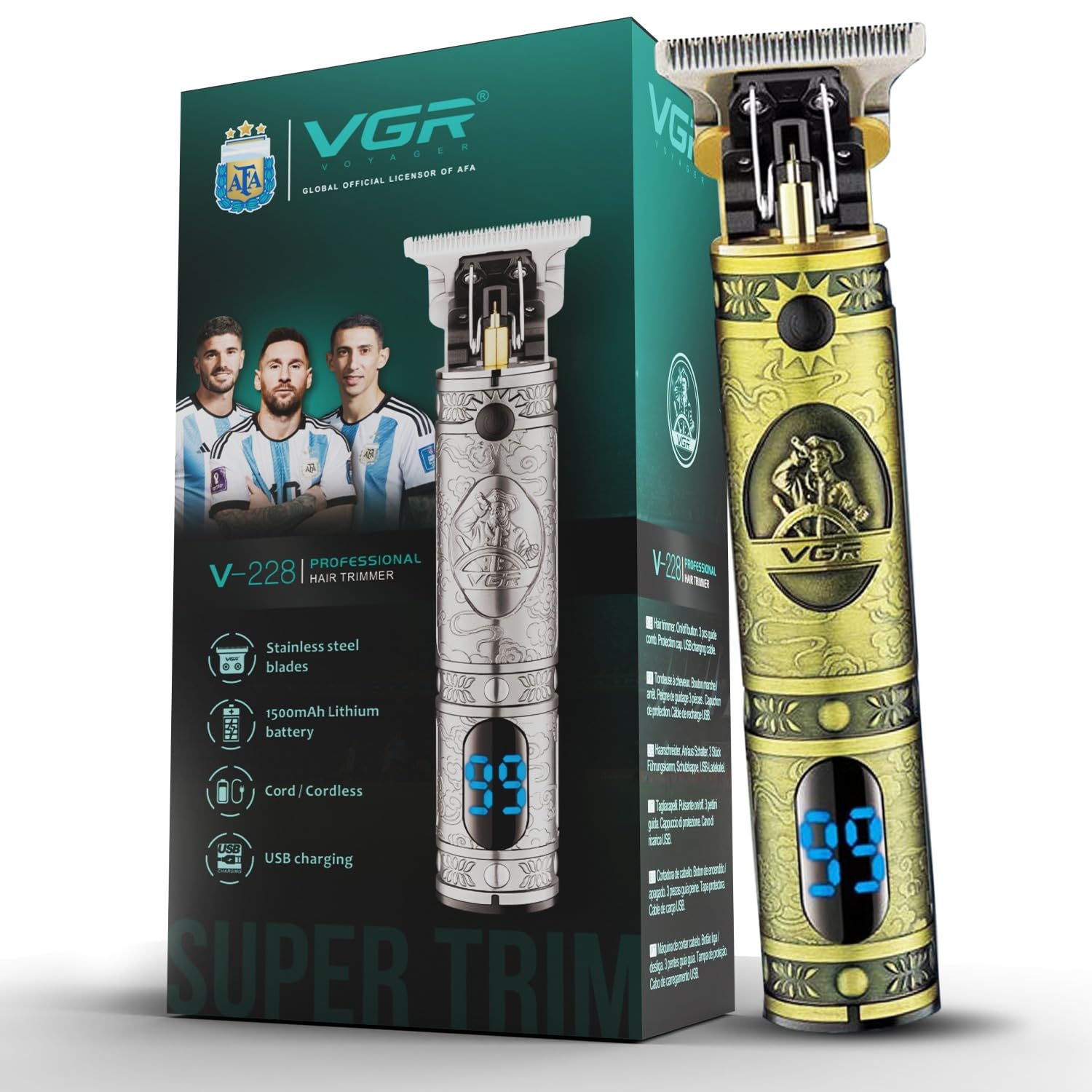 VGR V-228 Professional Hair Clipper with LED display Runtime: 180 min Trimmer for Men, Gold (B0B9Q4H4LS) Amazon Price History, Amazon Price Tracker