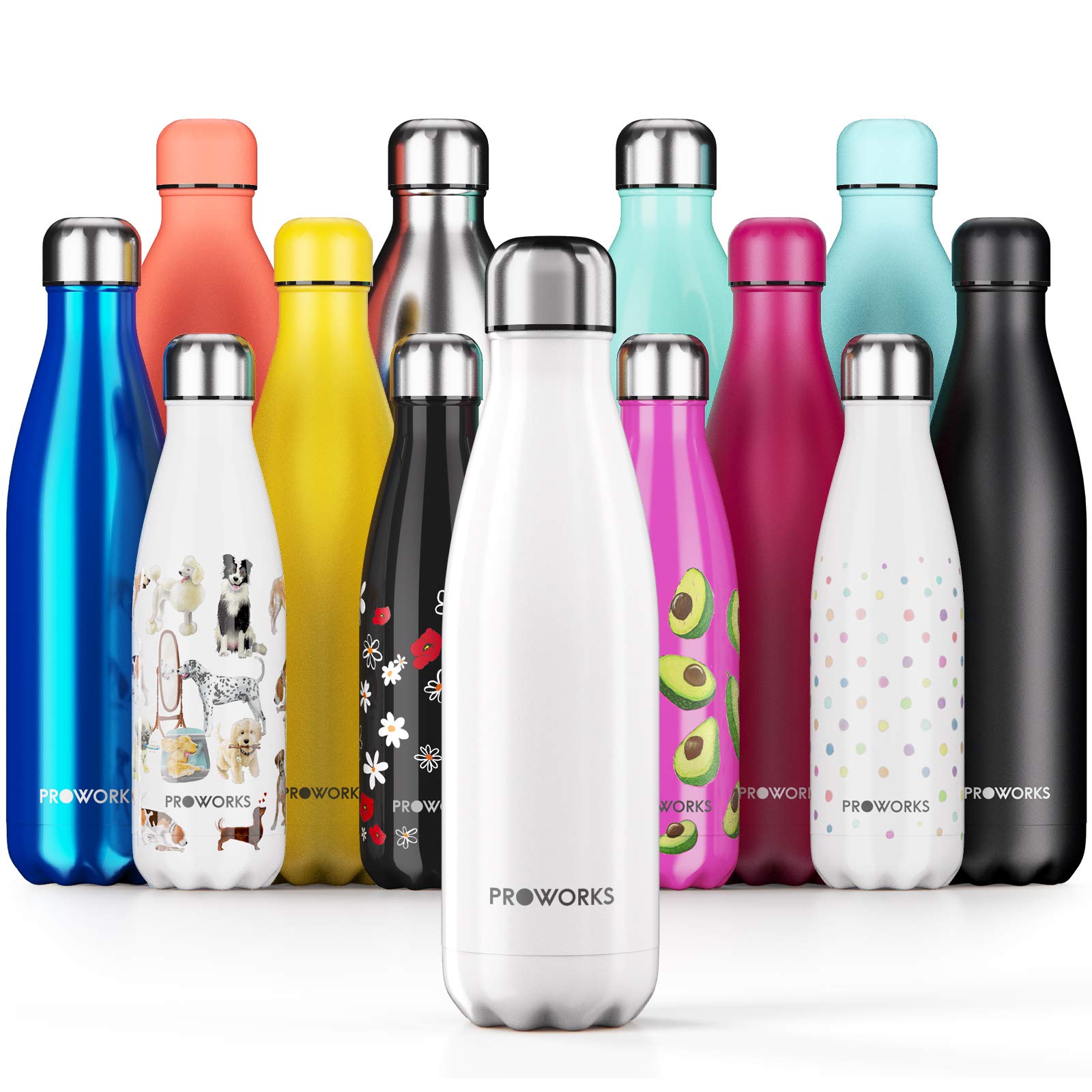 PROWORKS Insulated Water Bottle, BPA Free, Reusable Stainless Steel Water Bottle for 12 Hours Hot & Cold Hold Up to 24 Hours, for Sport, Gym, Travel - 500ml - Pink Daisy — view 11