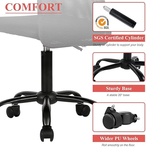 Miniatura 5 de Silla de oficina en casa, silla ergonómica de escritorio con respaldo medio, silla de computadora moderna de altura ajustable, silla giratoria de