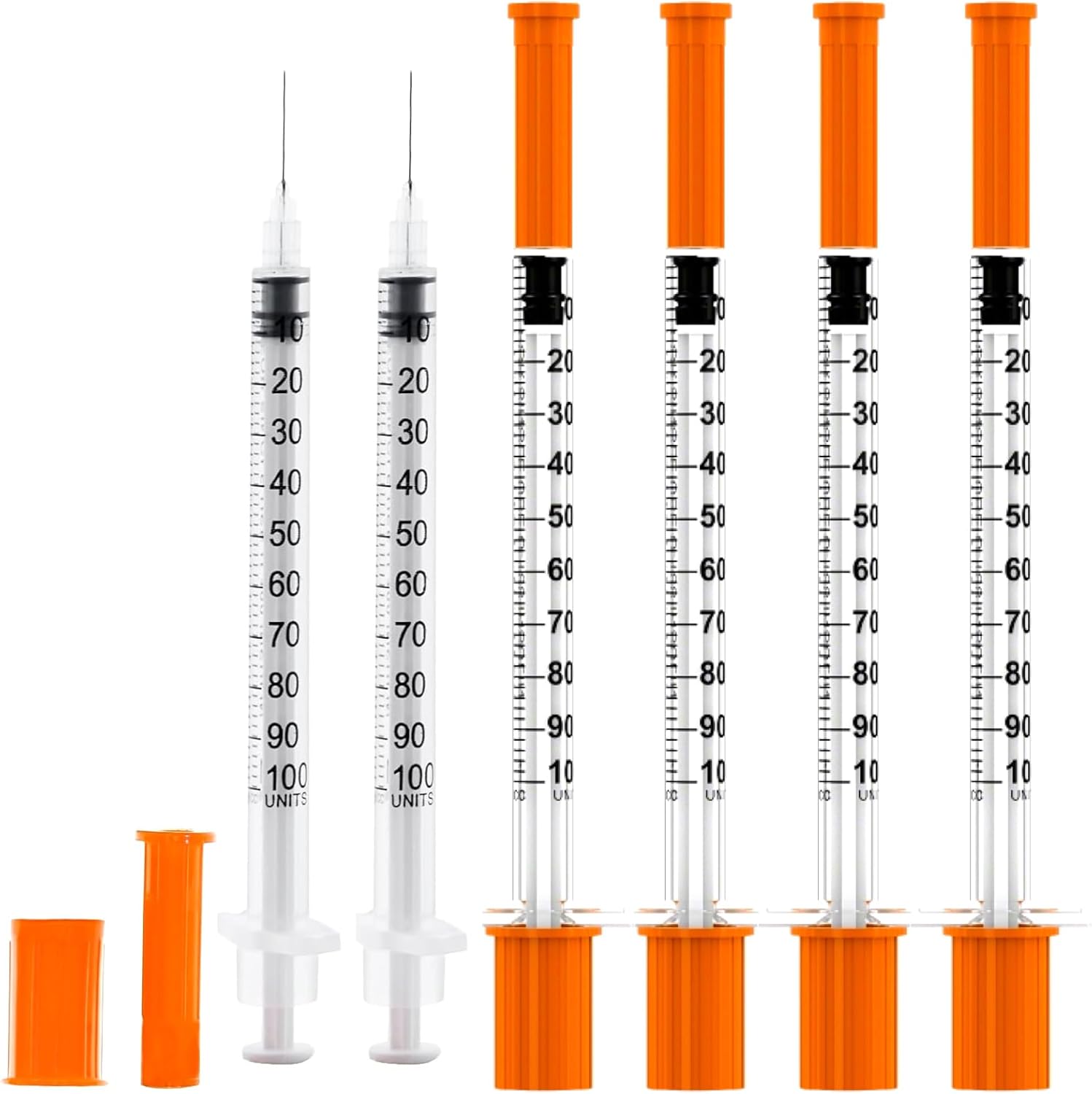 U-100 Disposable Syringe with Needle - 30G 5/16" (8mm) 1ml/cc, Individually Wrapped, 100 Pack