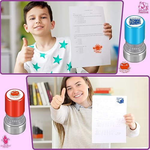 Miniatura 5 de Yinder 24 sellos para profesores para el aula, autoentintados, sellos escolares a granel para profesores, primaria, coloridos, motivacionales,