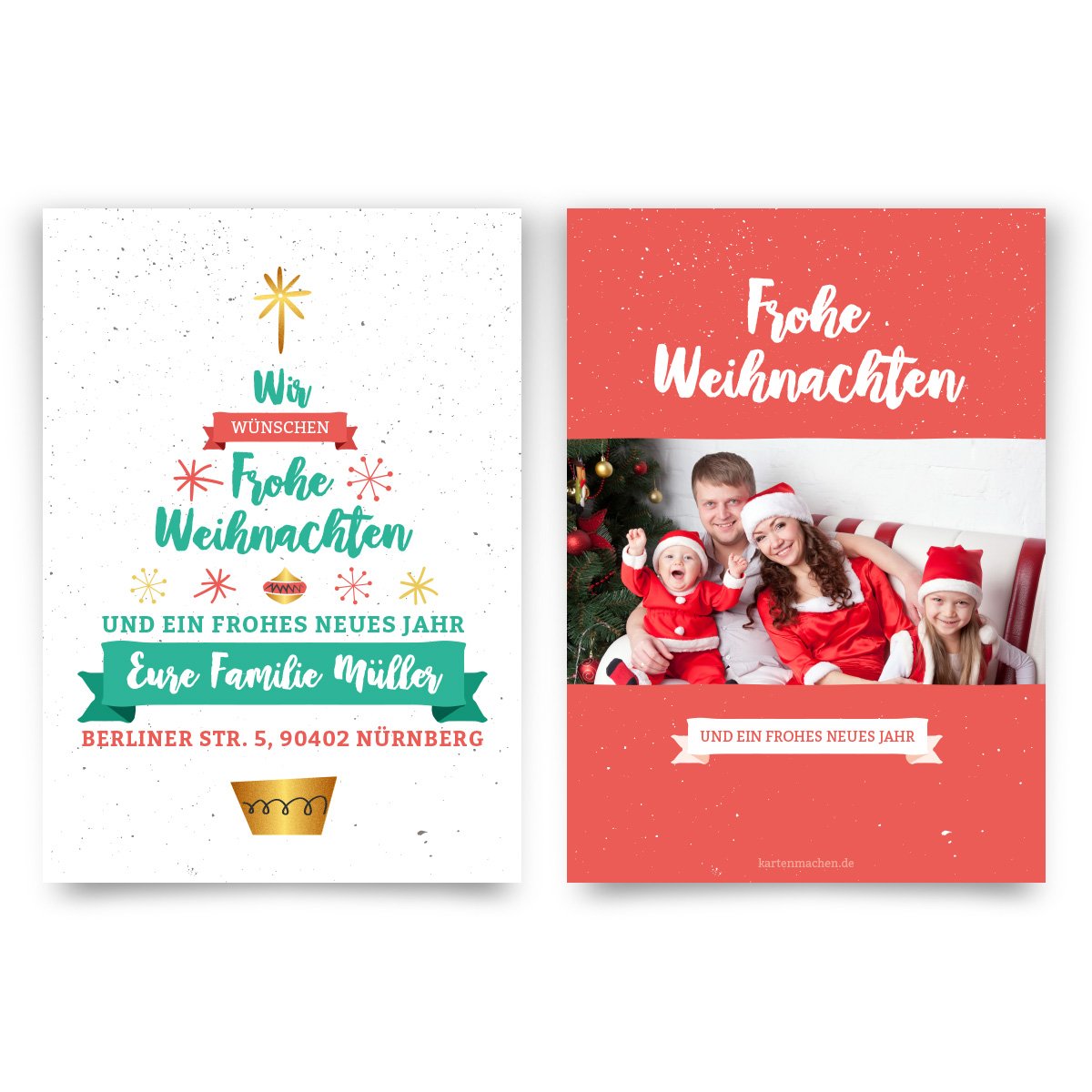 Weihnachtskarten (50 Stück) - Weihnachtsbaum - Grußkarten Weihnachtsgrußkarten